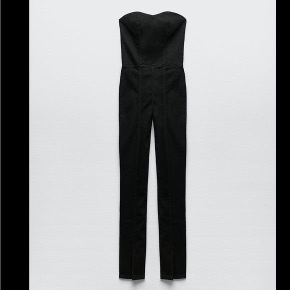 Zara Black denim jumpsuit - Picture 3 of 9